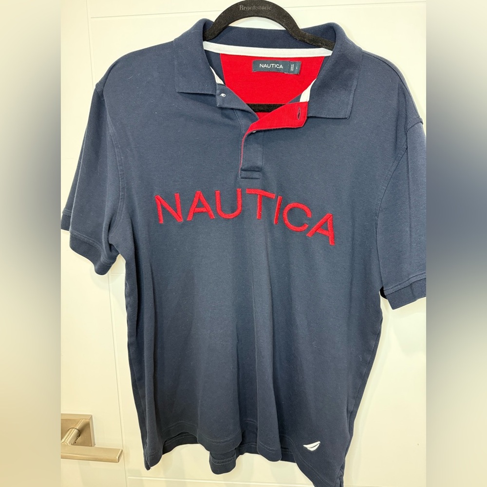 Nautica Men's‎ Polo Shirt in Navy with Red Logo